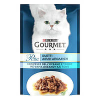 Влажный корм для кошек Gourmet Perle мини филе в подливке с океанической рыбой и тунцом 85 г