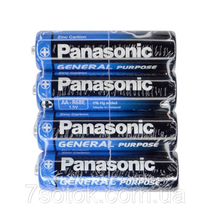 Батарейка, сольова, Panasonic, R6, розмір AA, 1,5V, 4шт/уп