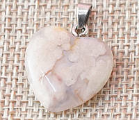 Кулон каменный Сердце Агат сакура 2x0,5x2 см (9170432)