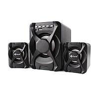 Колонки Kisonli U-2500BT, 5W+2x3W, USB/TF/BT/FM/AUX, с сабвуфером, DC: 5V, Black, BOX, Q30