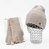 Комплект жіночий зимовий ангоровий (шапка+шарф+рукавички) ODYSSEY 56-58 см бежевий 13582 - 1080 - 4192, фото 2