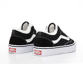 Зимові кеди Vans Old Skool Black/White з хутром (унісекс), vans зима, vans old school, кеди ванс олд скул, фото 3