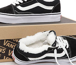 Зимові кеди Vans Old Skool Black/White з хутром (унісекс), vans зима, vans old school, кеди ванс олд скул, фото 2