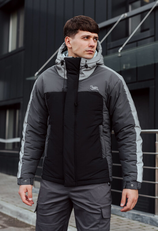 Чорно-сіра зимова куртка Staff ik black & gray reflective