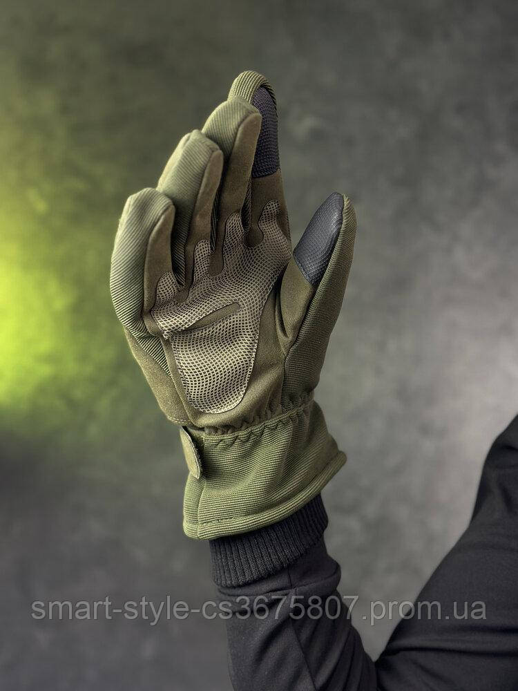 Зимние тактические полнопалые перчатки Олива Тактические перчатки для ВСУ - фото 3 - id-p2004140622