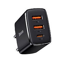 СЗУ Baseus Compact Quick Charger 30W QC+ PD (1Type-C + 2USB) black