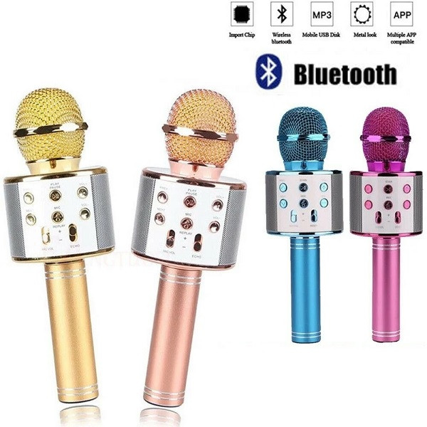 Бездротовий мікрофон С 48340 (50) 4 кольори, караоке, bluetooth, USB, колонка, в коробці, фото 1
