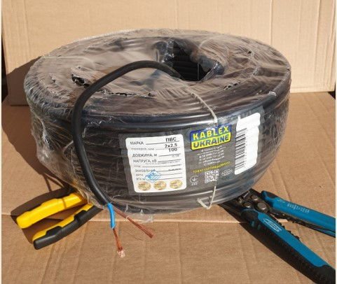 Кабель, провід ПВС 2х2,5 Одеса Каблекс (кратно 5м) чорний, фото 1