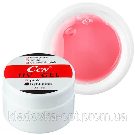Гель для нарощування нігтів CCN Light Pink (прозоро-рожевий), 14 мл, фото 2