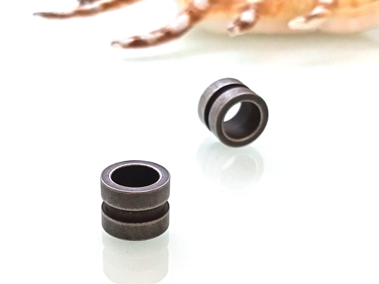 Бусина Тунель із пояском, античне срібло, неірж сталь, фото 1