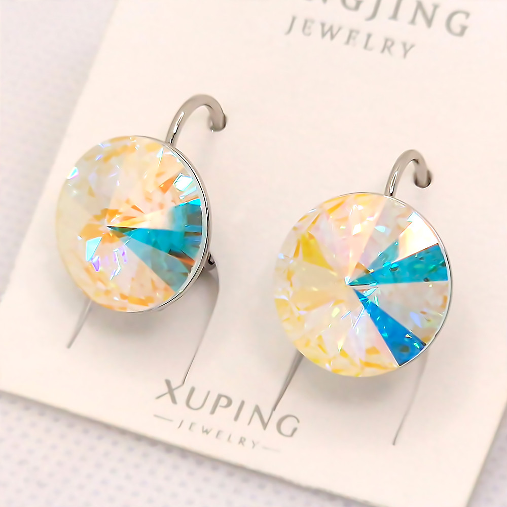 Сережки ХР. Родій. Камені: Swarovski. Діаметр: 14 мм. Довжина: 17 мм