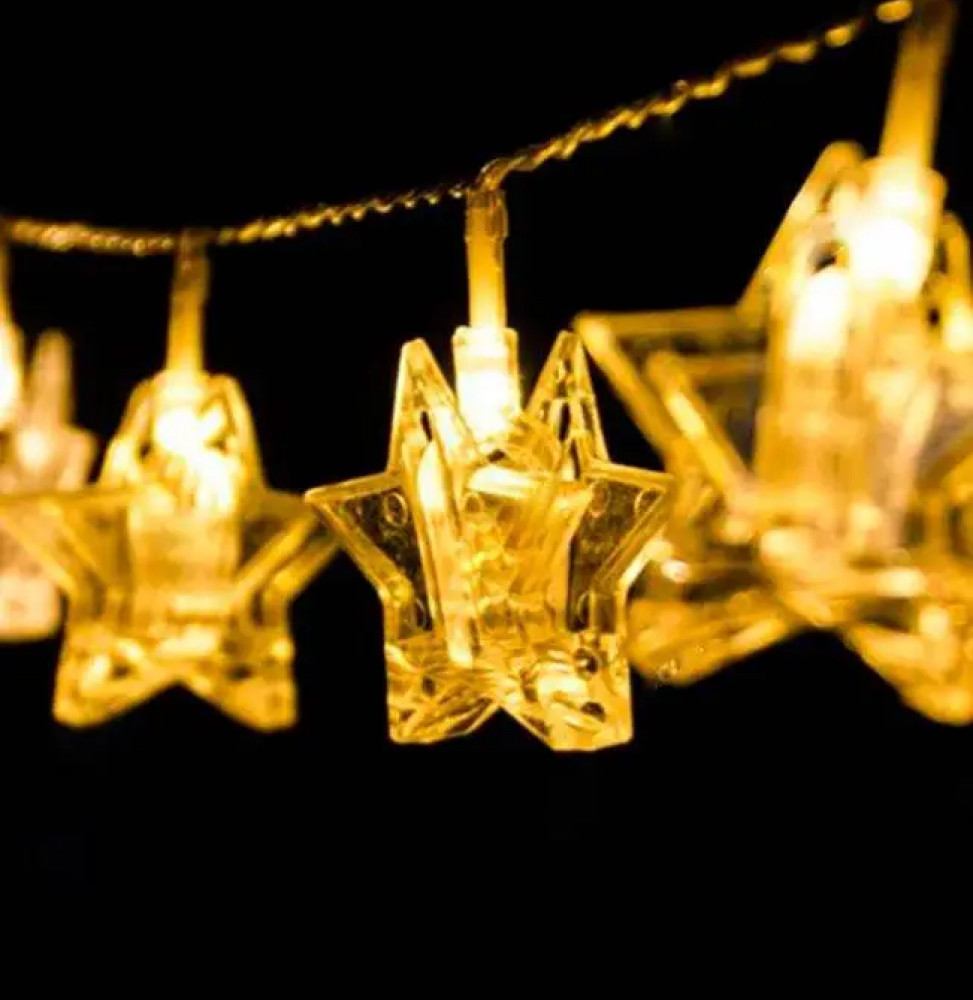 Світлодіодна новорічна гірлянда "Прищіпки-фігурки" 12 LED, 5м + перехідник, 220V, IP44, Теплий білий