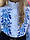 Дитяча сорочка-вишиванка для дівчаток білого кольору з блакитною вишивкою р. 128-158, фото 2