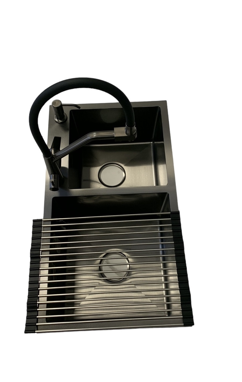 Мийка Kroner KRP Schwarze 7843ZHM PVD 30/10 мм із краном із підключенням до фільтру в комплекті