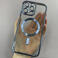 Чехол для Apple iPhone 15 Pro Max чехол с магсейф с защитой камеры на телефон айфон 15 про макс голубой h3b