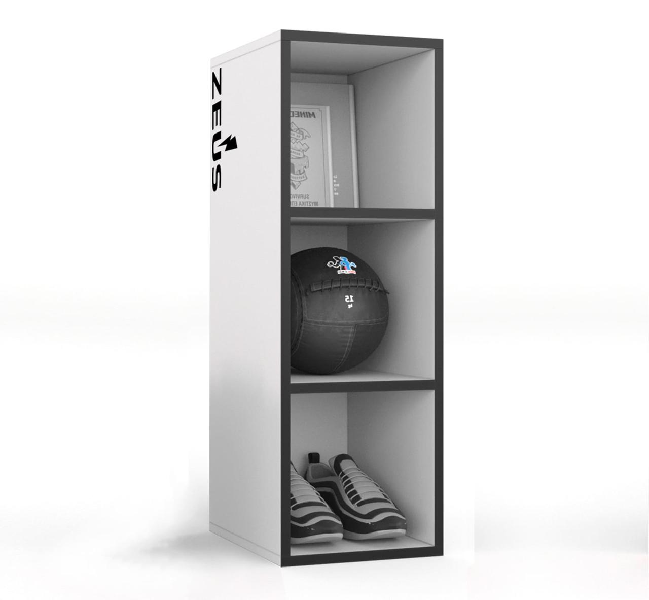Стелаж "Q'Drat-1" 32х30х91 см. 3 осередки, Білий/Чорна кромка