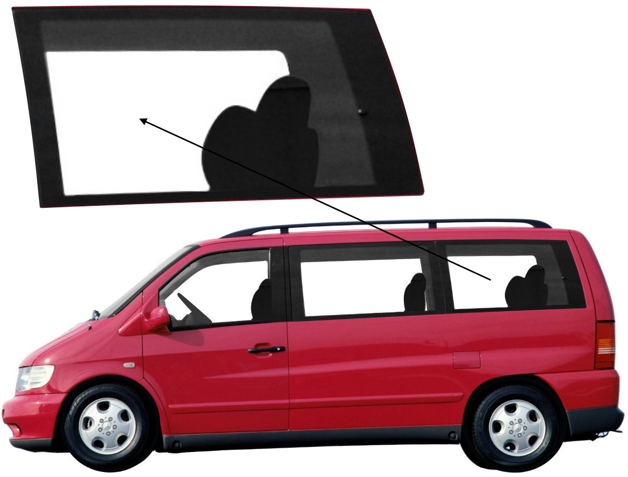 Бічне скло Mercedes Viano 1996-2003 салону заднє ліве, фото 1