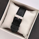 Сріблястий чоловічий годинник Emporio Armani (Армані) з чорним ремінцем і білим циферблатом, дата - код 2339, фото 5