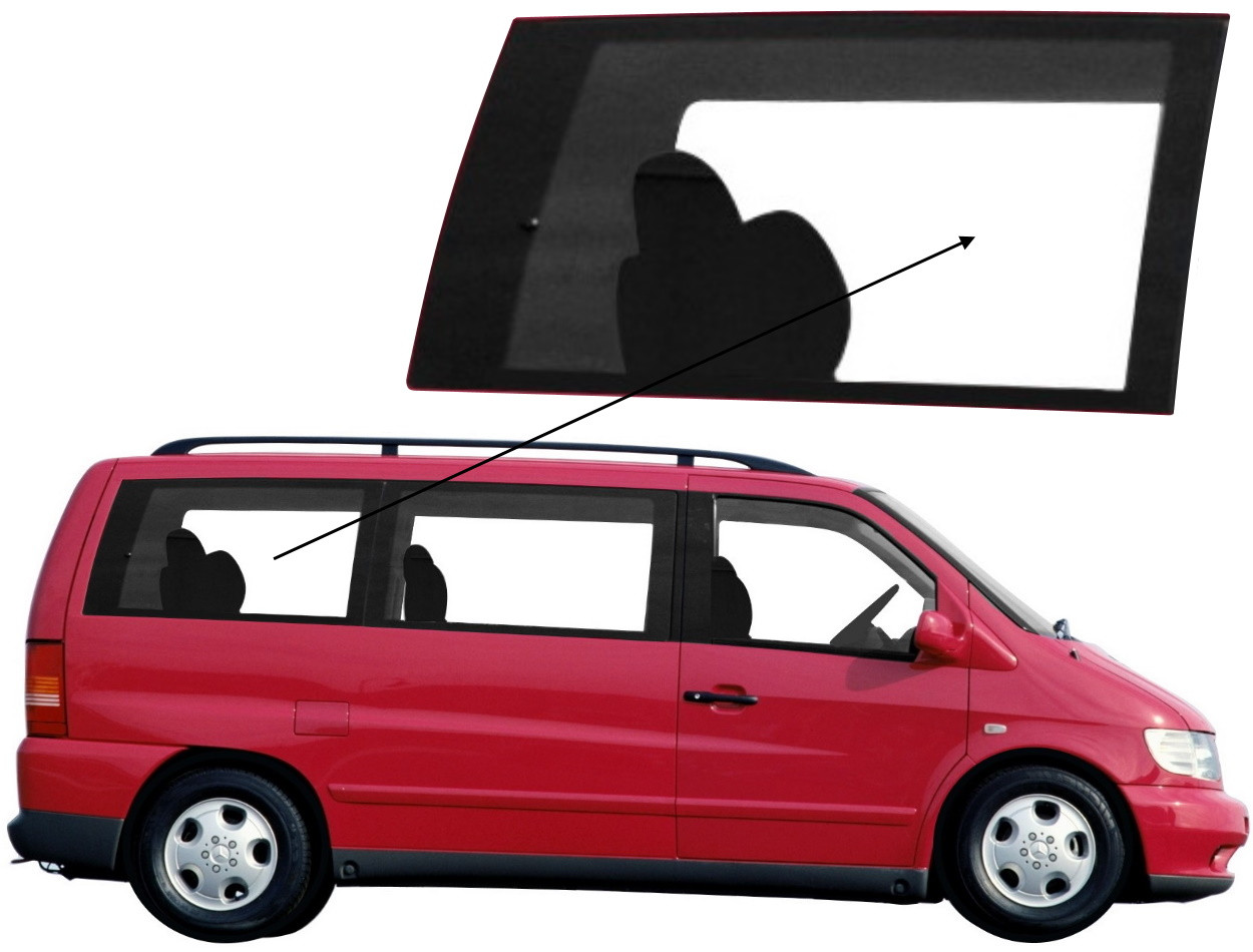 Бічне скло Mercedes Viano 1996-2003 салону заднє праве, фото 1