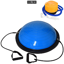 Гімнастична півсфера BOSU для фітнесу балансувальна подушка 58 см блакитна, фото 5