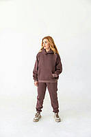 Теплий спортивний костюм на флісі Оверсайз S-2XL мокко