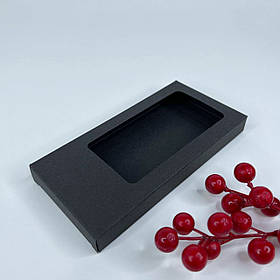 Коробка для шоколаду, 160*80*17 мм, з вікном, чорна