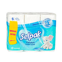 Полотенца бумажные Selpak Comfort 6 рулонов 2 слоя белые