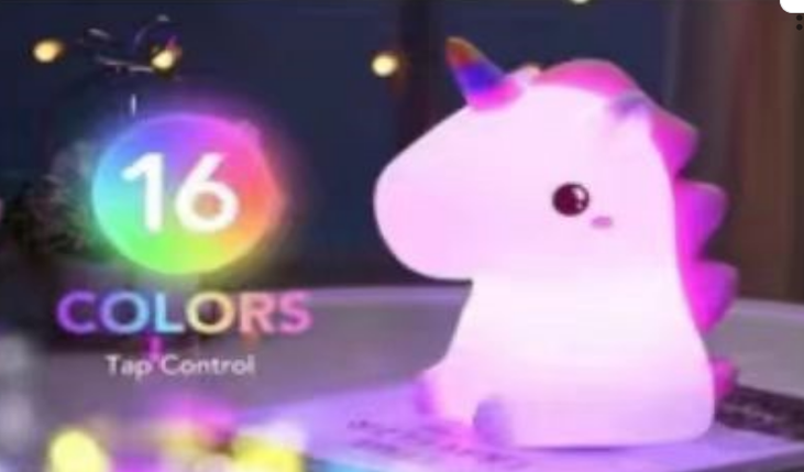 Нічник — світильник у формі Єдинорога, нічник силіконовий RGB Єдиноріг Led на акумуляторі, фото 1