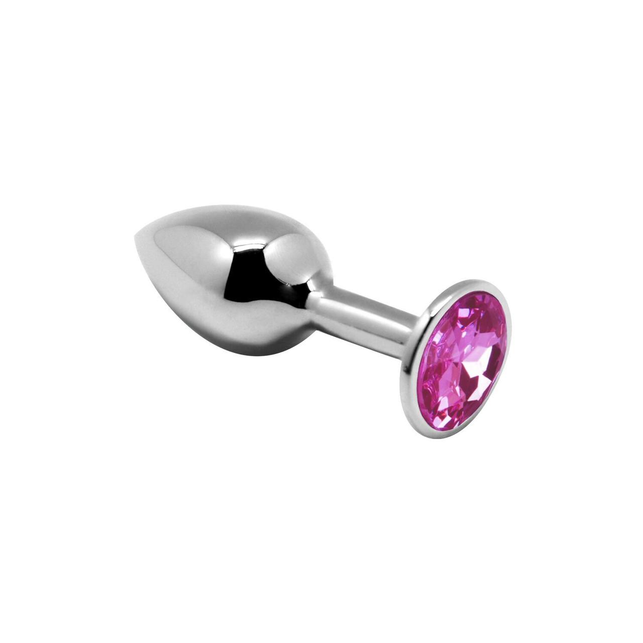 Металева анальна пробка з кристалом Alive Mini Metal Butt Plug Pink S (порвана упаковка!!) Puls69