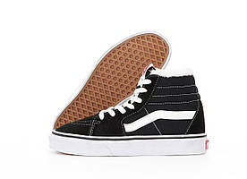 Vans зимові кеди Vans SK8 Winter Hi Ванс Олд Скул хутряні жіночі та чоловічі замшеві чорні
