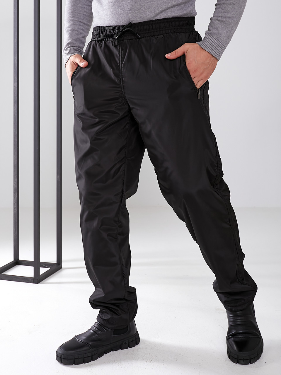 Чоловічі теплі спортивні штани з плащової тканини на флісі, батали, розміри 60 та 62