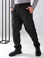 Мужские теплые спортивные штаны из плащевки на флисе размеры от 50 до 58