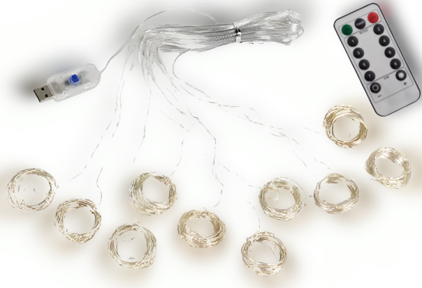 Гірлянда: Різдвяні вогні для штори 1Mx3M 100LED DC USB + пульт, 8 режимів біла