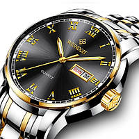 Кварцевые мужские наручные часы Классические часы на стальной ремышке + фирменная упаковка