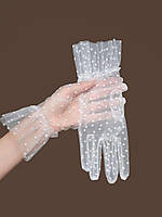 Перчатки для фотосесії, перчатки нареченої, білі перчатки в горох