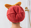 Рушник шапка для сушіння волосся виготовлена з мікрофібри, що не пошкоджує структуру волосся червона, фото 3