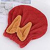Рушник шапка для сушіння волосся виготовлена з мікрофібри, що не пошкоджує структуру волосся червона, фото 2