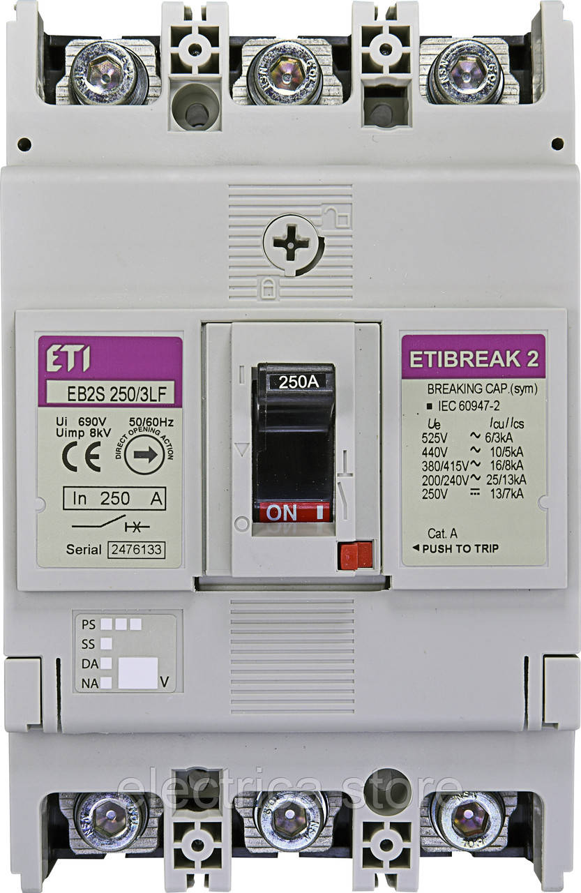 Автоматичний вимикач 3 полюси 250А EB2S 250/3LF ETI 4671813, фото 1