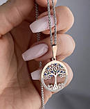 Срібний кулон Дерево Життя з золотом 0697, фото 4