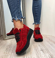 Женские кроссовки замшевые красные 38 размер Код 1077