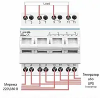 Ручной переключатель фаз 4p 4п (перекидной рубильник) ввод резерва автомат на генератор 380 400 63A tomzn