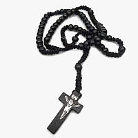 Шикарний кулон винтажний хрест із натур. дерева на шнурку для чоловіків