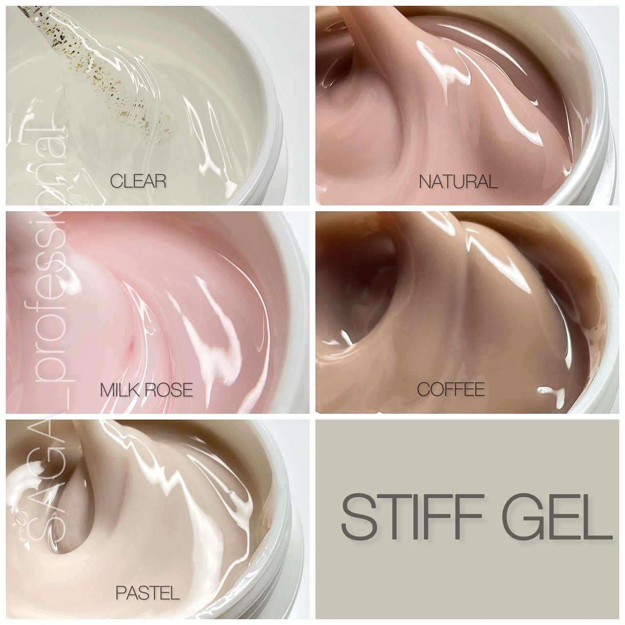 Гель для наращивания Saga Stiff Gel 03 густой гель-желе молочно розовый - фото 4 - id-p2004493262