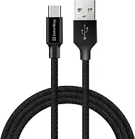 USB кабель для зарядки и передачи данных MicroUSB 2,4A 2м черный