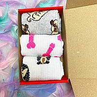Набор носочков для девушки на подарок высоких весна-осень с оригинальным смешным принтом 3 пары 36-41 BG