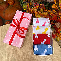 Необычный набор носков женских длинных весна осень с приколом 4 пары 36-41 в подарочной коробке BG