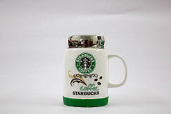 Чашка керамическая кружка Starbucks с крышкой SH 025-1 Green