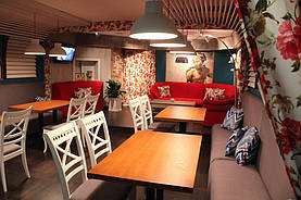 Шторы в стиле Прованс для ресторана "YuS" бар. Портьерная ткань Прованс 12104 v15.