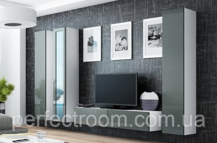Стінка у вітальню ,глянцева стінка Vigo 15 Cama Mebel в стилі хай-тек 180/260/42 см - фото 1 - id-p1129421726