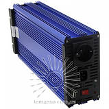 Інвертор + заряджання 20 А синій корпус Lemanso з 12VDC до 230V AC 1000W 1200VA 20A чистий (правильна) синусоїда, фото 4